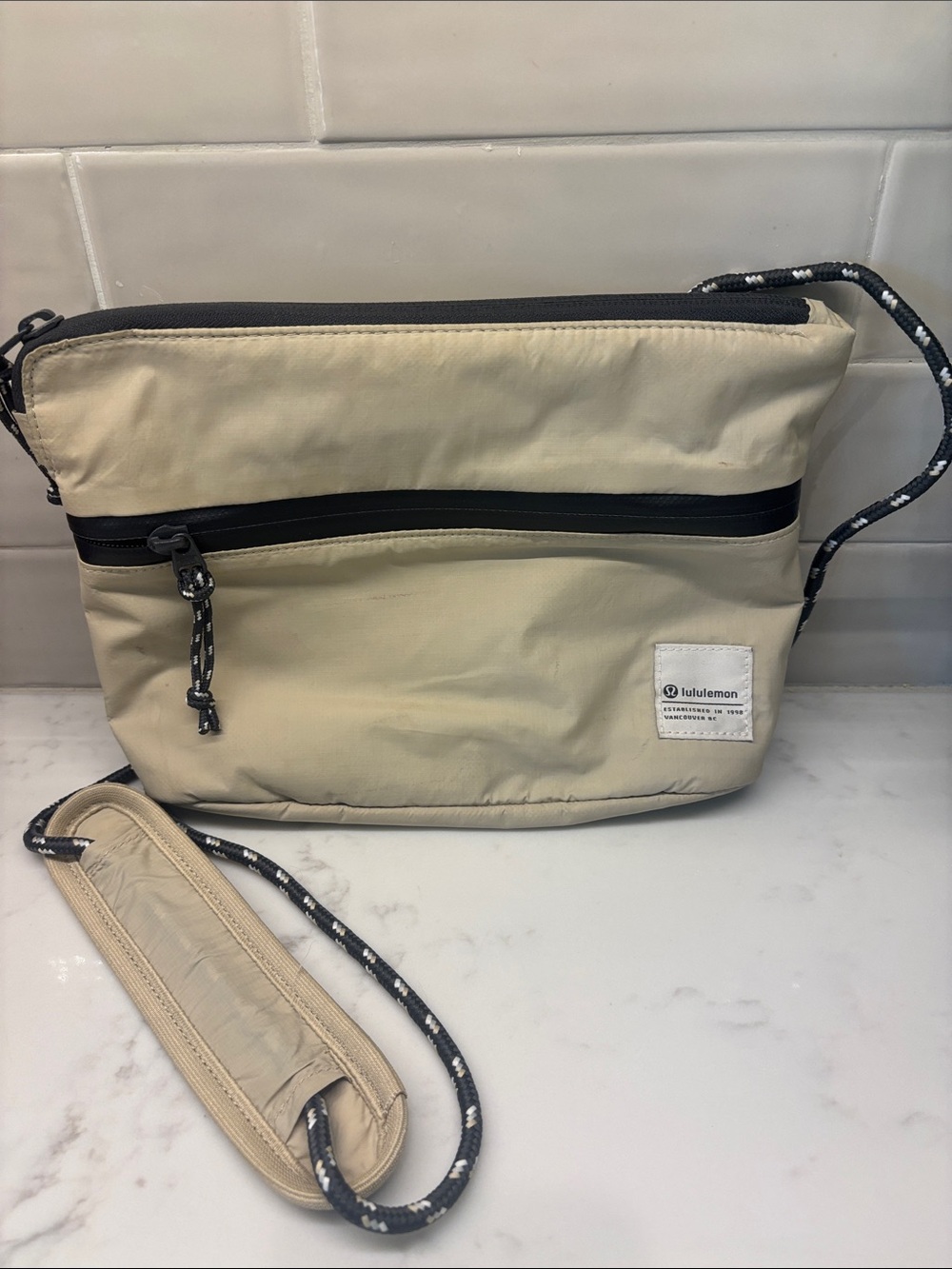 lululemon athletica Cream Crossbody Sling with Black Accents